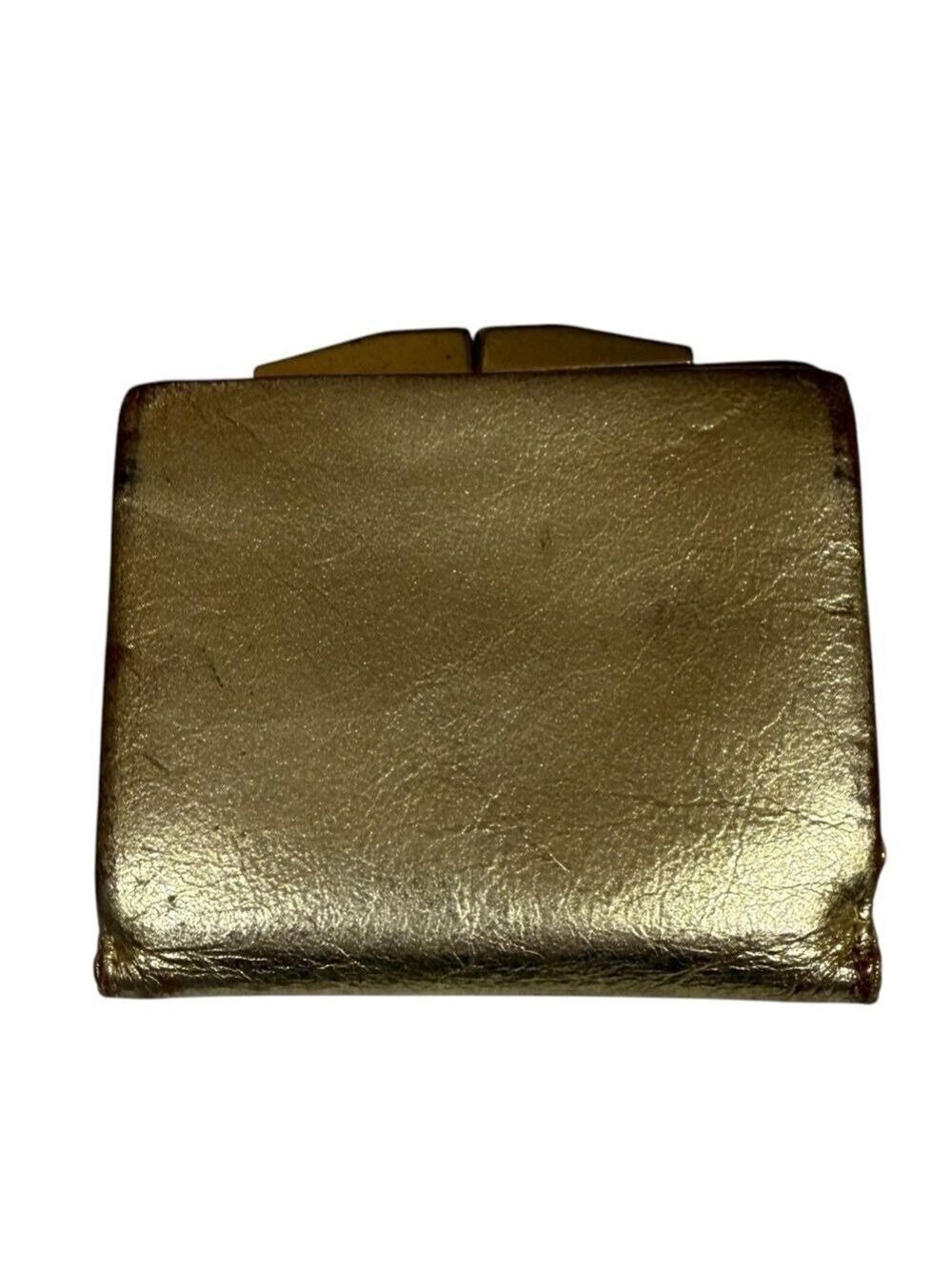 Solar West Germany Vintage Kiss Lock Gold Leather Womens Wallet Change Purse